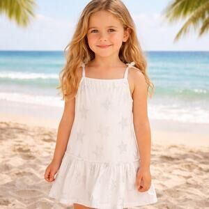 Hanna Andersson 110cm/US 5 Girls White Sundress With Silver Stars